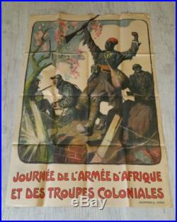Affiche militaire guerre 14-18 journée Afrique troupe coloniales 79 x120