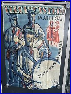Affiche originale 1949 Viana Do Castelo Portugal Original Travel Poster 70100