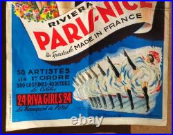 Affiche originale 1954 Revue Spectacle Riviera Express PARIS-NICE /RS22