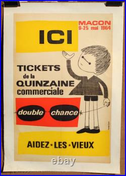 Affiche originale 1964 MACON Aidez les Vieux /RS137 Affiche originale 1964 MACON Aidez les Vieux /RS137