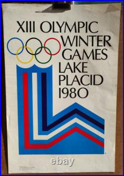 Affiche originale 1980 XIII Olympic Winter Games Lake Placid /RS28