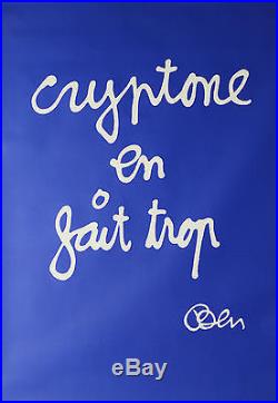 Affiche originale 1996 -Cryptone en fait trop Ben Vautier 165 x 116 cm