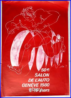 Affiche originale 50e Salon de l'Auto Genéve 1980 Hans Erni