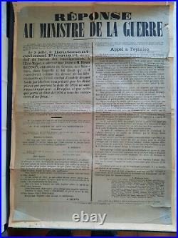 Affiche originale A. DREYFUS réponse au Ministre de la Guerre juillet 1898