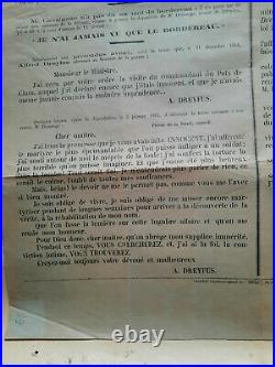 Affiche originale A. DREYFUS réponse au Ministre de la Guerre juillet 1898