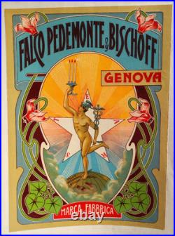 Affiche originale ART NOUVEAU Falco Pedemonte & Bischoff Italia Genova /RS67