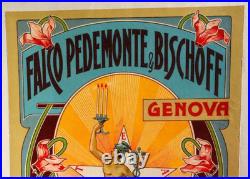 Affiche originale ART NOUVEAU Falco Pedemonte & Bischoff Italia Genova /RS67