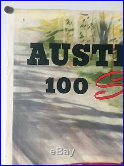 Affiche originale AUSTIN HEALEY 100 Six vers 1950 signée
