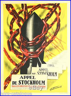 Affiche originale, Appel de Stockholm. Interdiction arme atomique. Par Tinari