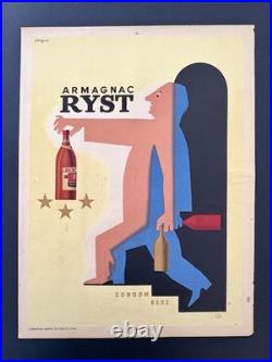 Affiche originale Armagnac Ryst Savignac 1947