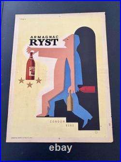 Affiche originale Armagnac Ryst Savignac 1947