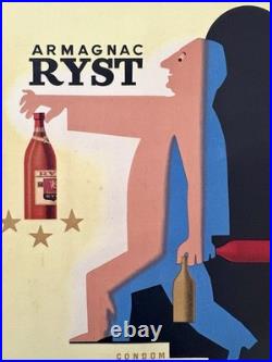 Affiche originale Armagnac Ryst Savignac 1947
