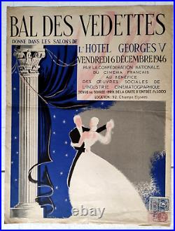 Affiche originale Bal des vedettes 1946 Hôtel Georges V Cinématographie