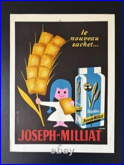 Affiche originale Biscottes JOSEPH MILLIAT SAINT GENIES années 60