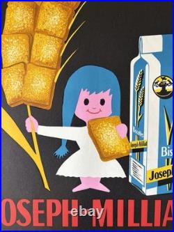 Affiche originale Biscottes JOSEPH MILLIAT SAINT GENIES années 60