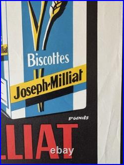 Affiche originale Biscottes JOSEPH MILLIAT SAINT GENIES années 60