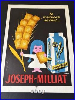 Affiche originale Biscottes JOSEPH MILLIAT SAINT GENIES années 60