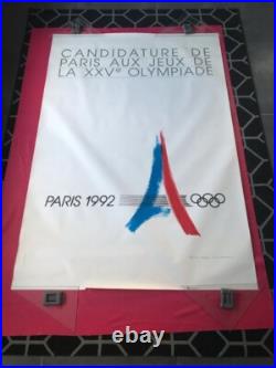 Affiche originale CANDIDATURE de PARIS AUX JEUX de la XXV OLYMPIADE PARIS 1992