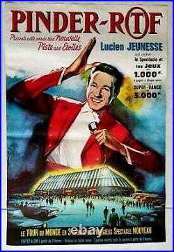 Affiche originale Cirque PINDER ORTF Lucien Jeunesse nouvelle piste étoiles