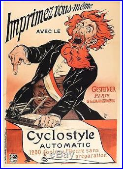 Affiche originale Eugène Ogé Imprimante Gestetner Pelletan Paris 1898