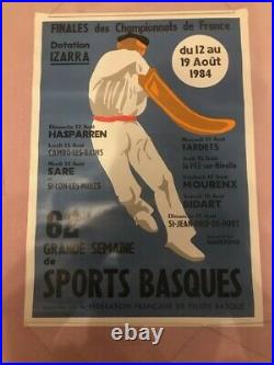 Affiche originale FINALES DES CHAMPIONNATS DE FRANCE SPORTS BASQUES