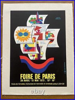 Affiche originale FOIRE DE PARIS 1973 Hervé MORVAN