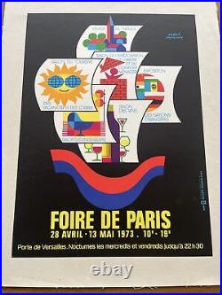 Affiche originale FOIRE DE PARIS 1973 Hervé MORVAN