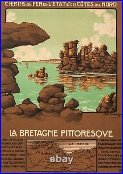 Affiche originale Géo Dorival La Bretagne Pittoresque Saint Malo 1909
