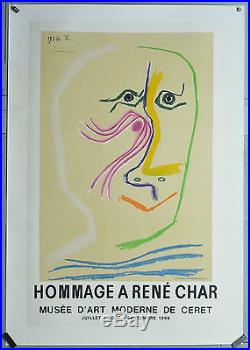 Affiche originale Hommage à René Char 1969 PICASSO Printed MOURLOT