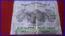 Affiche originale LITHOGRAPHIE IMPRIMERIE GUILLEMIN WASSY HAUTE MARNE 1865