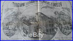 Affiche originale LITHOGRAPHIE IMPRIMERIE GUILLEMIN WASSY HAUTE MARNE 1865