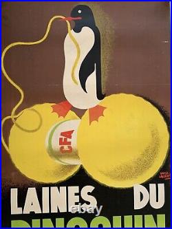 Affiche originale Laines du pingouin Will Lacroix 1937