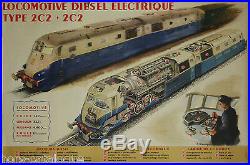 Affiche originale, Locomotive Diesel Type 2C2 + 2C2, Brenet&Bouvry. 1948 train