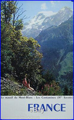 Affiche originale, Massif du Mont-Blanc, Les Contamines. Par Lambert. 1960
