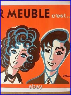 Affiche originale Monsieur Meubles 1960's VILLEMOT