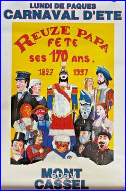 Affiche originale Mont Cassel Le Carnaval d'été les 170 ans du reuze géants