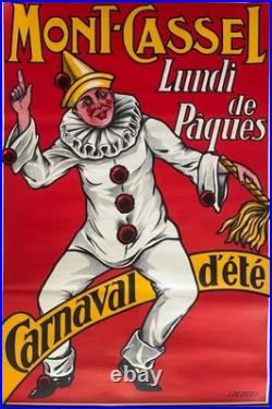 Affiche originale Mont Cassel Le Carnaval d'été vers 1950 signé j. Dezitter