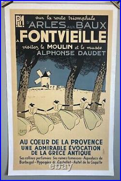 Affiche originale PLM Fontvieille de Léo Lelée 1935 Lithographie