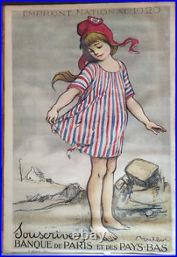 Affiche originale Poulbot Marianne Emprunt National 1920 Paris pays-bas