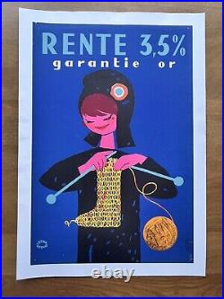 Affiche originale Rente 3,5% signée Lefor Openo Années 60