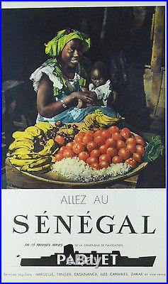 Affiche originale SENEGAL Cie PAQUET