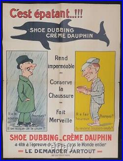 Affiche originale SHOE DUBBING CREME DAUPHIN cirage polish old poster 60x80cm