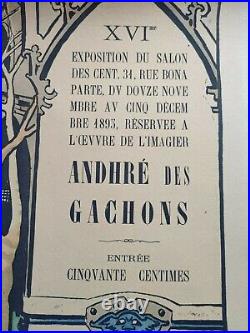 Affiche originale Salon des cents 1895 Exposition de André des Gachons