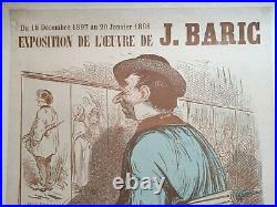 Affiche originale Salon des cents 1897 Exposition de l'oeuvre de J. BARIC