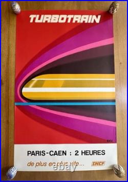 Affiche originale Turbotrain 1972 Éric
