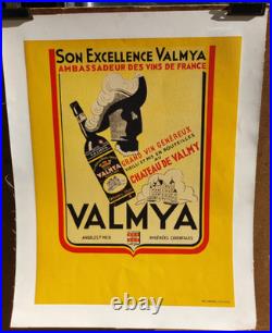 Affiche originale VALMYA grand vin Château de Valmy Argelés sur Mer /RS18