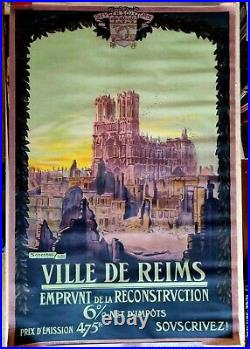 Affiche originale Ville de REIMS Emprunt de reconstruction 6% Sénéchal 21