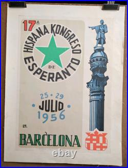 Affiche originale ancienne 1956 17 A Hispana Kongreso de Esperanto /RS381