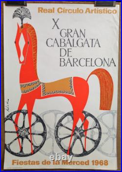 Affiche originale ancienne 1968 X Gran Cabalgata de Barcelona /RS362