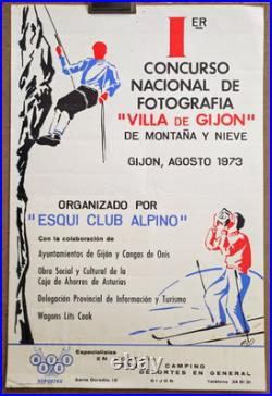 Affiche originale ancienne 1973 1er concurso de fotografia Club Alpino /RS355
